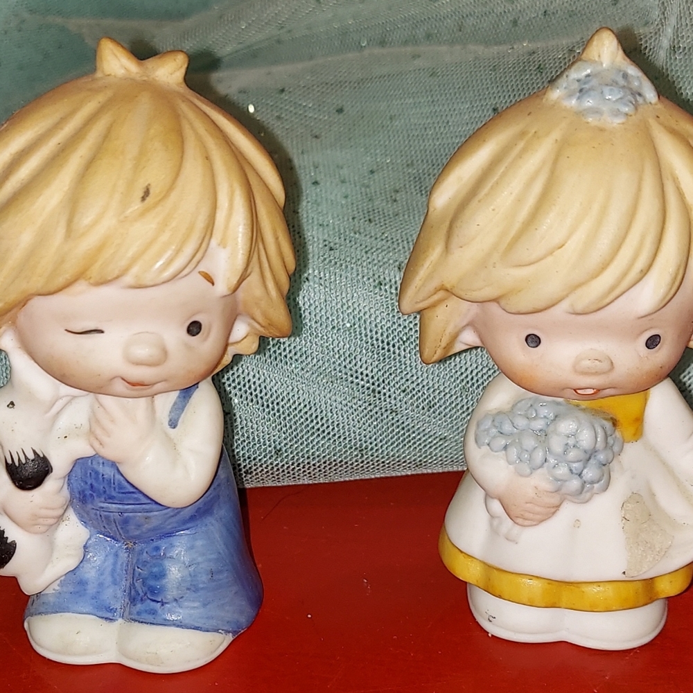 Vintage Children Figurines Japan Boy & Girl Rare!